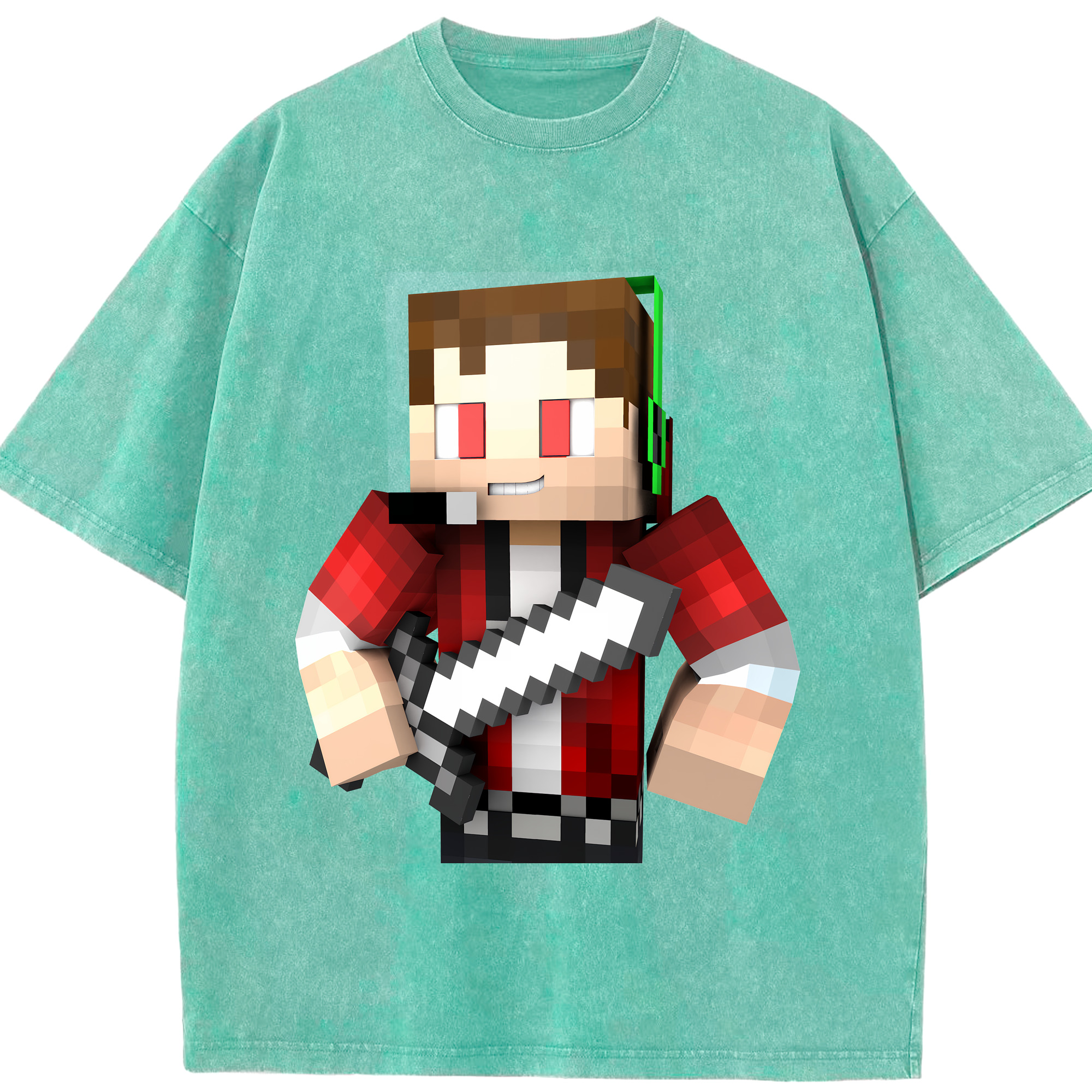 （画像用） マインクラフト ブロックの世界 Minecraft MC Block world 綿100% ヴィンテージ風 半袖Tシャツ（フロントプリント）